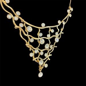 Gold Statement Necklace with Crystal Details